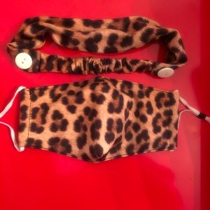 Leopard Print Mask & Matching Headband Set